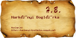 Harkányi Boglárka névjegykártya